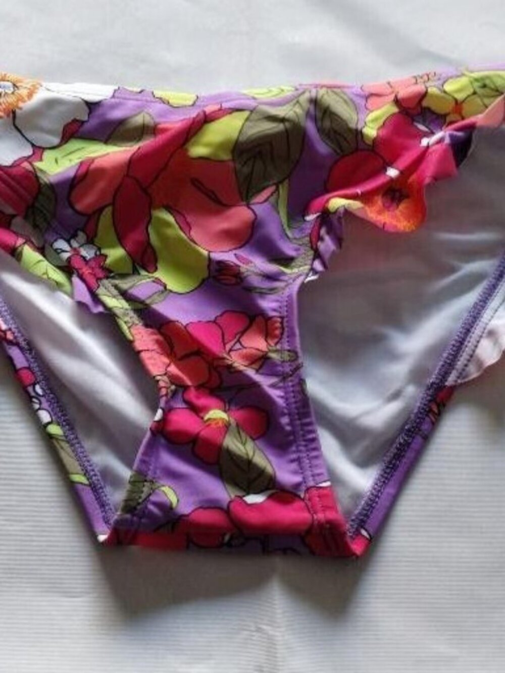 HULA HONEY Ruffled Impressionist Hipster Bikini Bottom Size XS
